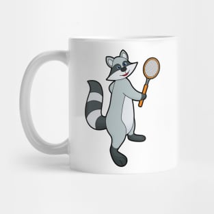 Racoon as Tennis player with Tennis racket Mug